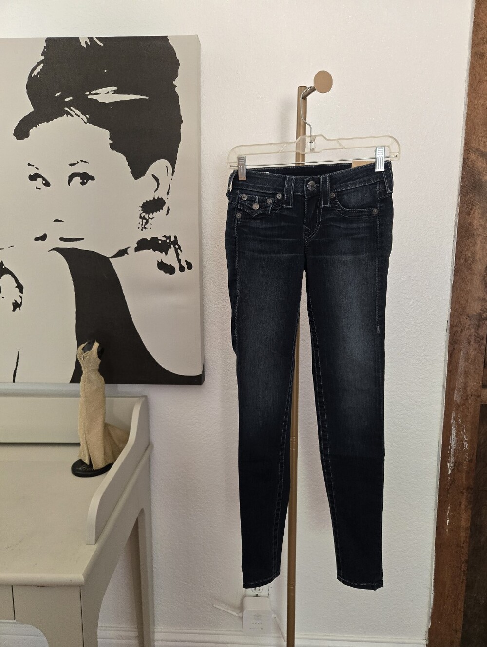 NWT Womens True Religion Dark Wash Women's Skinny Jeans - Classic Indigo Blue 24